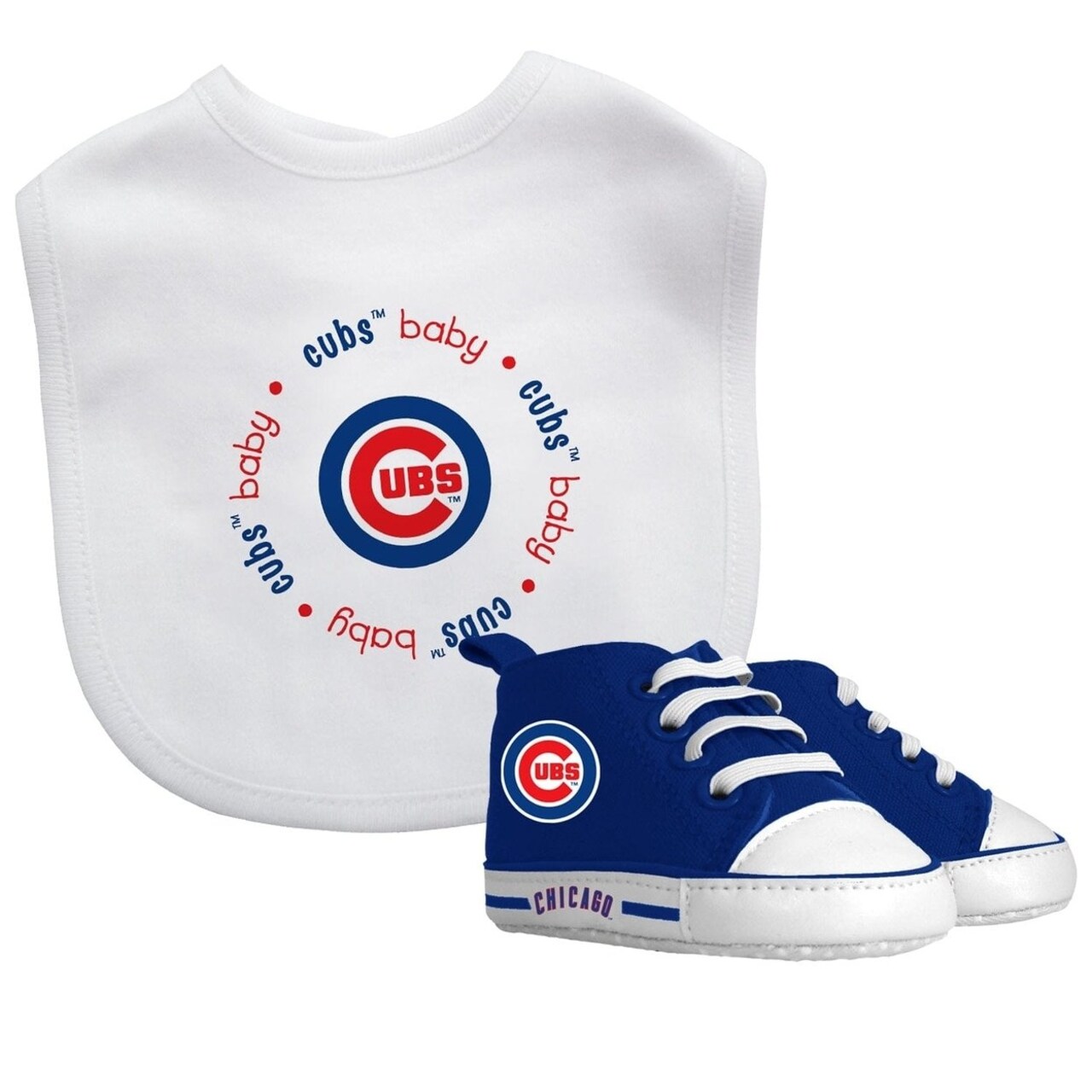 Chicago Cubs Baby Gift Set 2 Piece Bib And Pre-Walkers 100% Cotton Team Logo